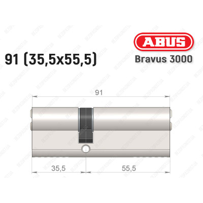 Цилиндр ABUS BRAVUS 3000 Compact, ключ-ключ, 90 мм (35х55)