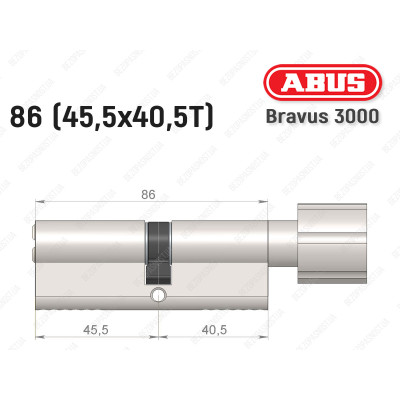Цилиндр ABUS BRAVUS 3000 Compact, с тумблером, 85 мм (45х40Т)