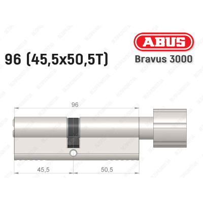 Циліндр ABUS BRAVUS 3000 Compact, з тумблером, 95 мм (45х50Т)