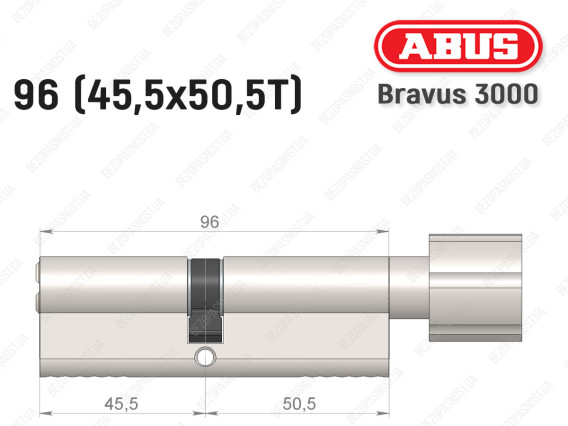 Циліндр ABUS BRAVUS 3000 Compact, з тумблером, 95 мм (45х50Т)