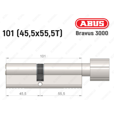 Циліндр ABUS BRAVUS 3000 Compact, з тумблером, 100 мм (45х55Т)