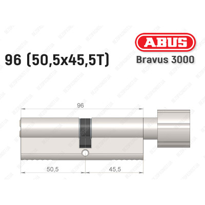 Циліндр ABUS BRAVUS 3000 Compact, з тумблером, 95 мм (50х45Т)