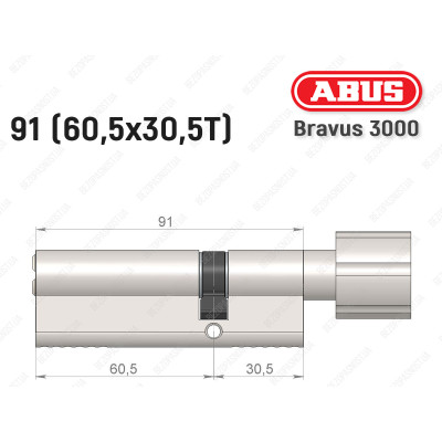 Циліндр ABUS BRAVUS 3000 Compact, з тумблером, 90 мм (60х30Т)