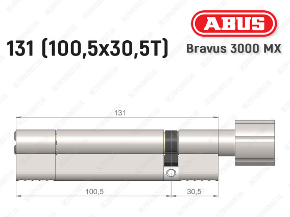 Циліндр ABUS BRAVUS 3000 MX, з тумблером, 130 мм (100х30T)