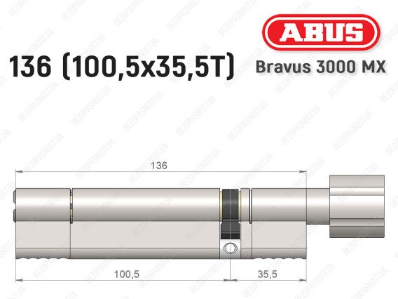 Циліндр ABUS BRAVUS 3000 MX, з тумблером, 135 мм (100х35T)