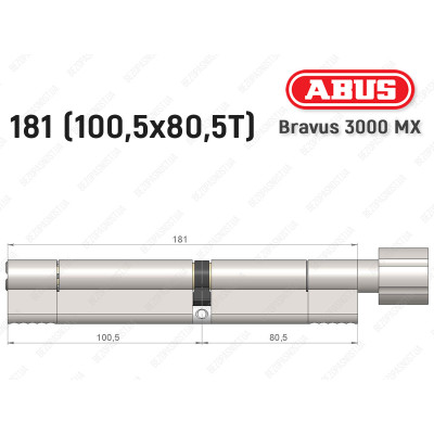 Цилиндр ABUS BRAVUS 3000 MX, ключ-тумблер, 180 мм (100х80T)