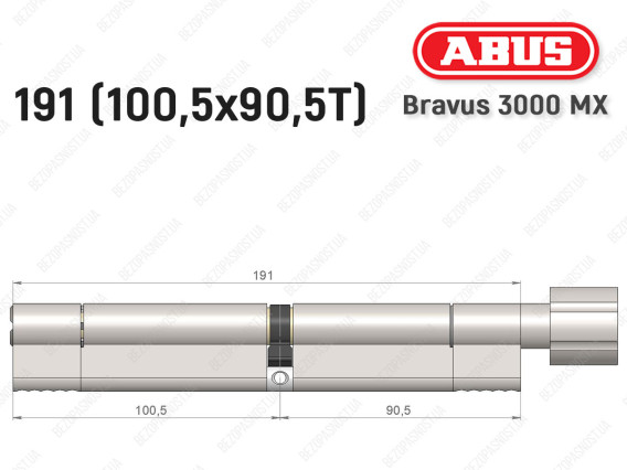 Цилиндр ABUS BRAVUS 3000 MX, ключ-тумблер, 190 мм (100х90T)