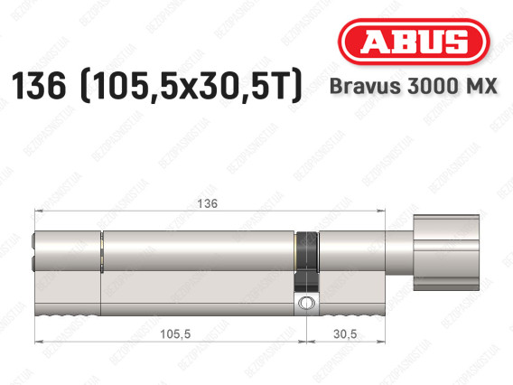 Циліндр ABUS BRAVUS 3000 MX, з тумблером, 135 мм (105х30T)
