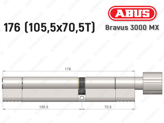 Цилиндр ABUS BRAVUS 3000 MX, ключ-тумблер, 175 мм (105х70T)