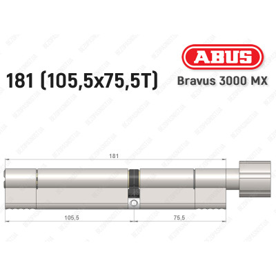 Цилиндр ABUS BRAVUS 3000 MX, ключ-тумблер, 180 мм (105х75T)