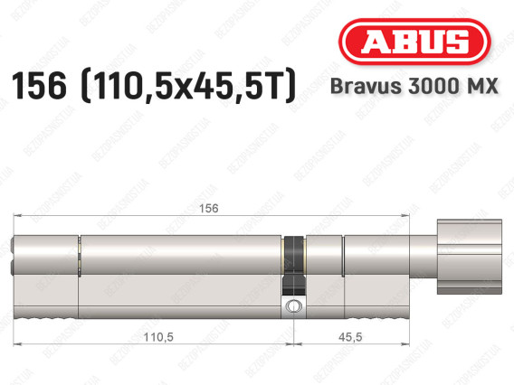 Цилиндр ABUS BRAVUS 3000 MX, ключ-тумблер, 155 мм (110х45T)
