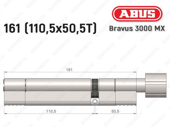 Цилиндр ABUS BRAVUS 3000 MX, ключ-тумблер, 160 мм (110х50T)