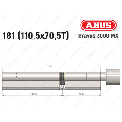 Циліндр ABUS BRAVUS 3000 MX, з тумблером, 100 мм (30х70T)
