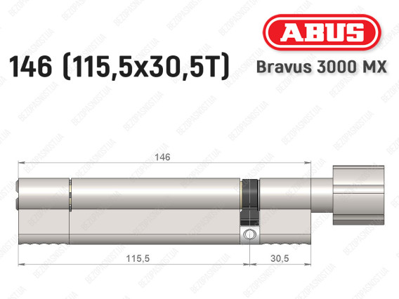 Цилиндр ABUS BRAVUS 3000 MX, ключ-тумблер, 145 мм (115х30T)