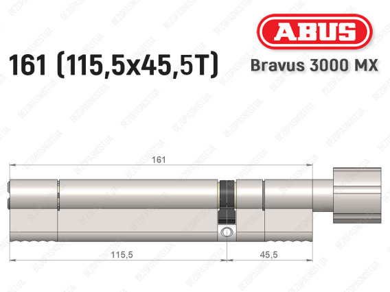Цилиндр ABUS BRAVUS 3000 MX, ключ-тумблер, 160 мм (115х45T)