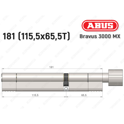 Цилиндр ABUS BRAVUS 3000 MX, ключ-тумблер, 180 мм (115х65T)