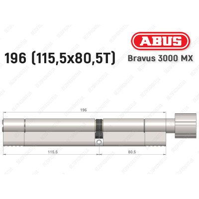Циліндр ABUS BRAVUS 3000 MX, з тумблером, 100 мм (30х70T)