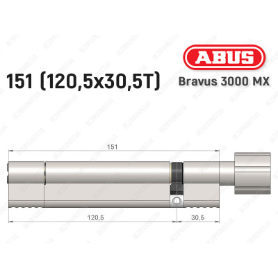 Циліндр ABUS BRAVUS 3000 MX, з тумблером, 100 мм (30х70T)