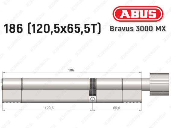 Циліндр ABUS BRAVUS 3000 MX, з тумблером, 185 мм (120х65T)