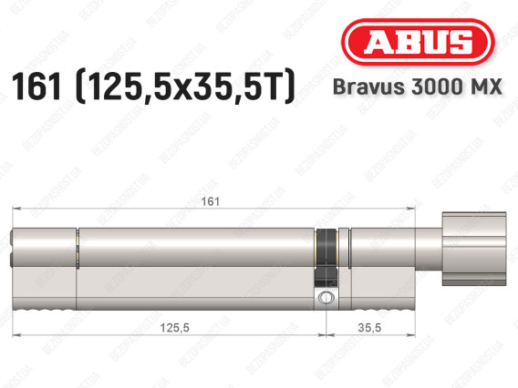 Цилиндр ABUS BRAVUS 3000 MX, ключ-тумблер, 160 мм (125х35T)