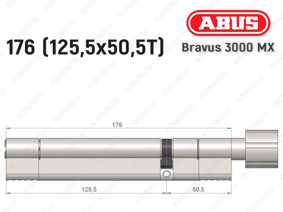 Цилиндр ABUS BRAVUS 3000 MX, ключ-тумблер, 175 мм (125х50T)