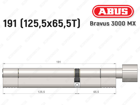 Цилиндр ABUS BRAVUS 3000 MX, ключ-тумблер, 190 мм (125х65T)