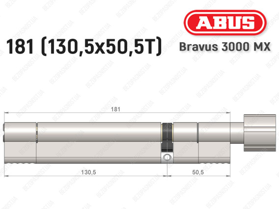 Цилиндр ABUS BRAVUS 3000 MX, ключ-тумблер, 180 мм (130х50T)