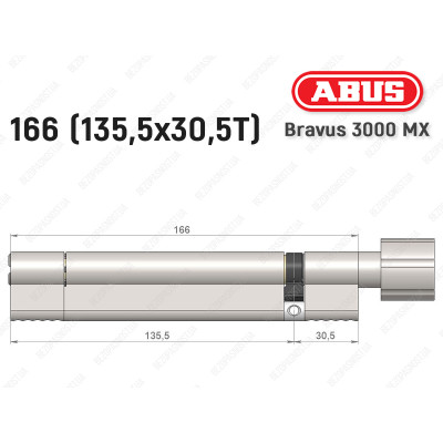 Циліндр ABUS BRAVUS 3000 MX, з тумблером, 100 мм (30х70T)
