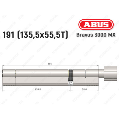 Цилиндр ABUS BRAVUS 3000 MX, ключ-тумблер, 190 мм (135х55T)