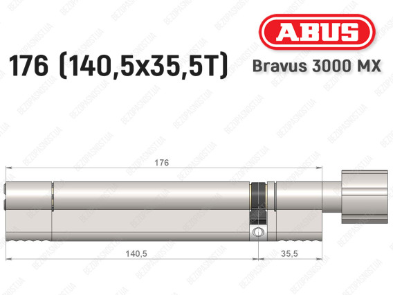 Цилиндр ABUS BRAVUS 3000 MX, ключ-тумблер, 175 мм (140х35T)