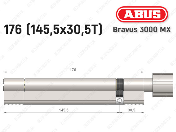Цилиндр ABUS BRAVUS 3000 MX, ключ-тумблер, 175 мм (145х30T)