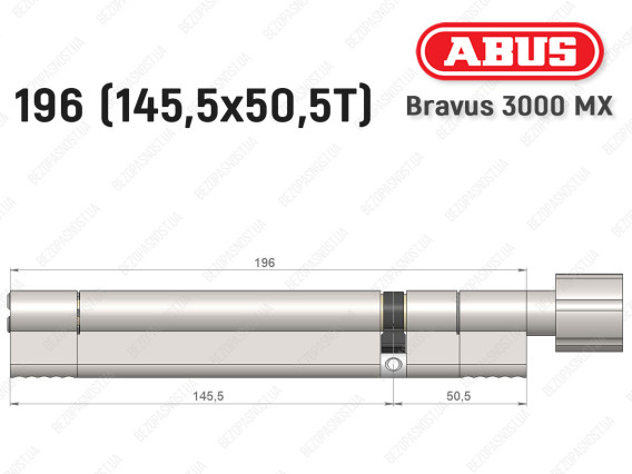 Цилиндр ABUS BRAVUS 3000 MX, ключ-тумблер, 195 мм (145х50T)