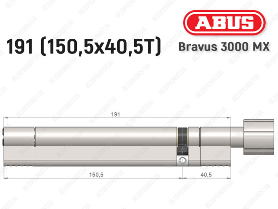Цилиндр ABUS BRAVUS 3000 MX, ключ-тумблер, 190 мм (150х40T)