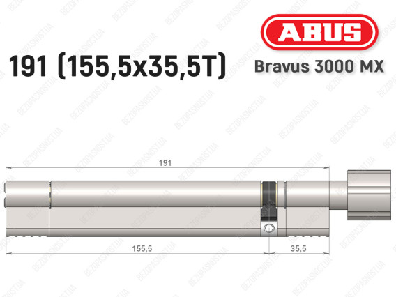 Цилиндр ABUS BRAVUS 3000 MX, ключ-тумблер, 190 мм (155х35T)
