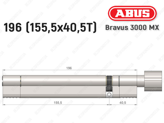 Цилиндр ABUS BRAVUS 3000 MX, ключ-тумблер, 195 мм (155х40T)