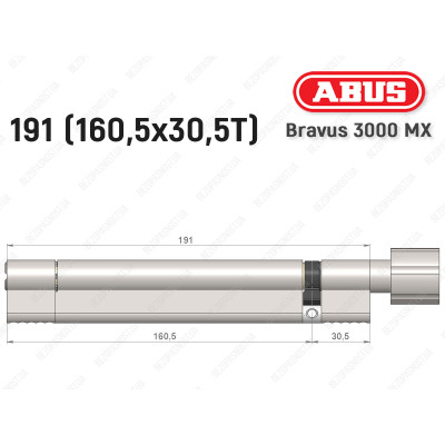 Цилиндр ABUS BRAVUS 3000 MX, ключ-тумблер, 190 мм (160х30T)