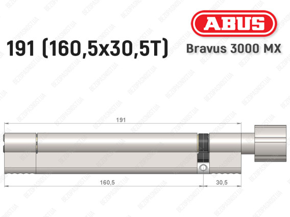 Цилиндр ABUS BRAVUS 3000 MX, ключ-тумблер, 190 мм (160х30T)