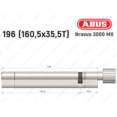 Цилиндр ABUS BRAVUS 3000 MX, ключ-тумблер, 195 мм (160х35T)