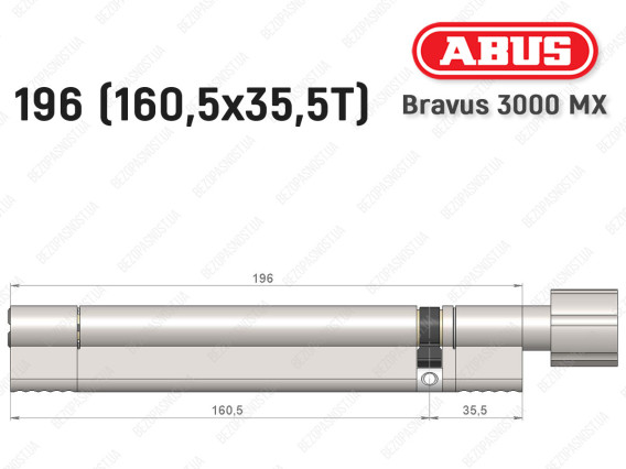 Цилиндр ABUS BRAVUS 3000 MX, ключ-тумблер, 195 мм (160х35T)