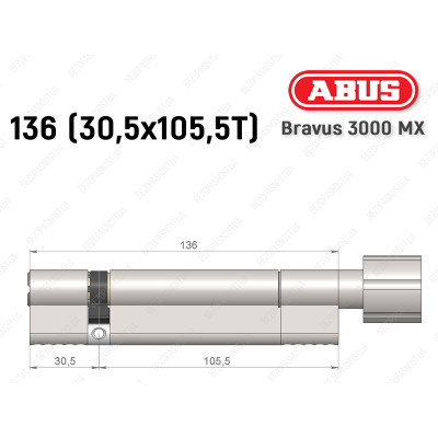 Цилиндр ABUS BRAVUS 3000 MX, ключ-тумблер, 135 мм (30х105T) Цилиндр ABUS BRAVUS 3000 MX, ключ-тумблер, 135 мм (30х105T)