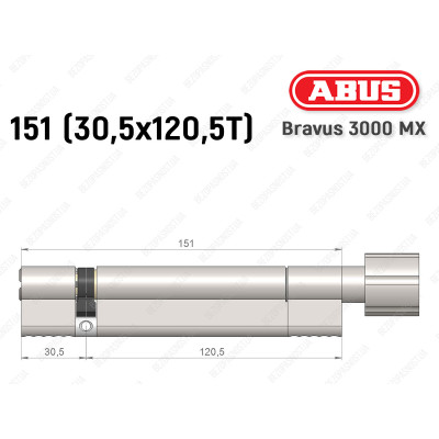 Циліндр ABUS BRAVUS 3000 MX, з тумблером, 100 мм (30х70T)