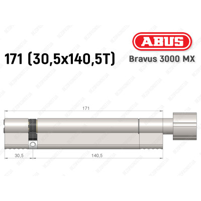 Циліндр ABUS BRAVUS 3000 MX, з тумблером, 100 мм (30х70T)