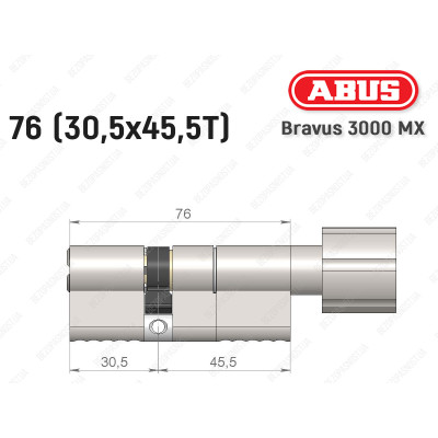 Цилиндр ABUS BRAVUS 3000 MX, ключ-тумблер, 75 мм (30х45T)