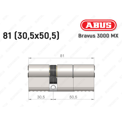 Цилиндр ABUS BRAVUS 3000 MX, ключ-ключ, 80 мм (30х50)