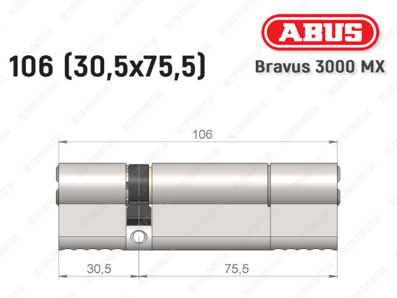Цилиндр ABUS BRAVUS 3000 MX, ключ-ключ, 105 мм (30х75)