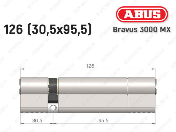 Цилиндр ABUS BRAVUS 3000 MX, ключ-ключ, 125 мм (30х95)