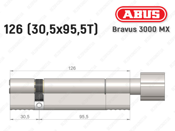 Циліндр ABUS BRAVUS 3000 MX, з тумблером, 125 мм (30х95T)