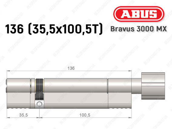 Циліндр ABUS BRAVUS 3000 MX, з тумблером, 135 мм (35х100T)