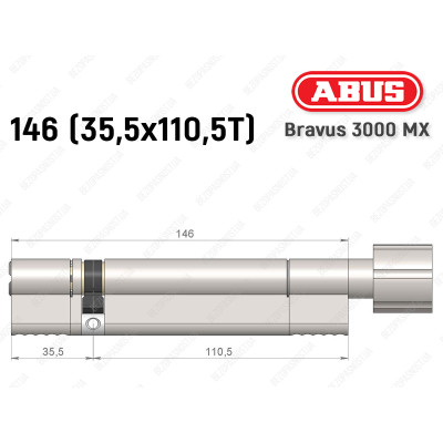 Циліндр ABUS BRAVUS 3000 MX, з тумблером, 100 мм (30х70T)