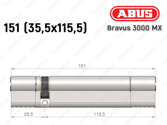 Цилиндр ABUS BRAVUS 3000 MX, ключ-ключ, 150 мм (35х115)
